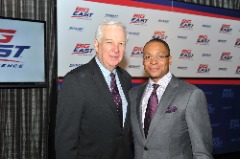 Gus Johnson and Bill Raftery at a Big East basketball media day.